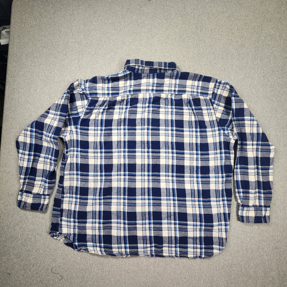 Blue Mountain Flannel Shirt Mens 2X Blue Plaid Fair Condition Long Sleeve Cotton - Picture 6 of 7